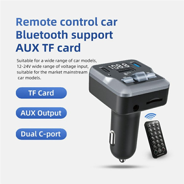 C66 Multifunctional Car Charger FM Transmitter Bluetooth Player Adapter with Remote Control