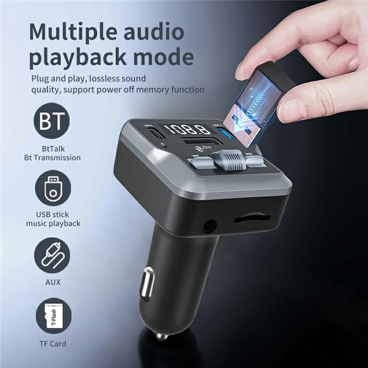 C66 Multifunctional Car Charger FM Transmitter Bluetooth Player Adapter with Remote Control