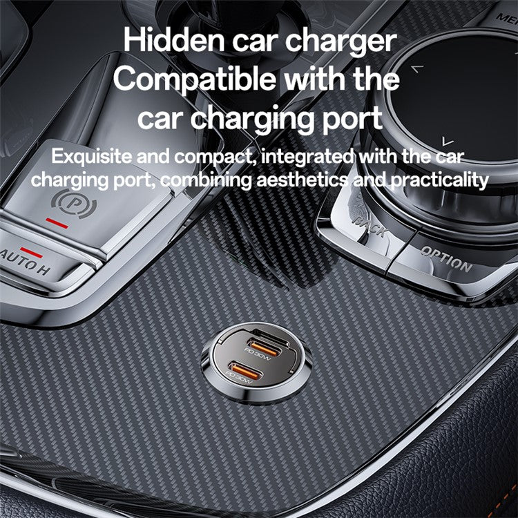 YESIDO Y69 PD 30W Dual Type-C Fast Charging Car Charger with Handle