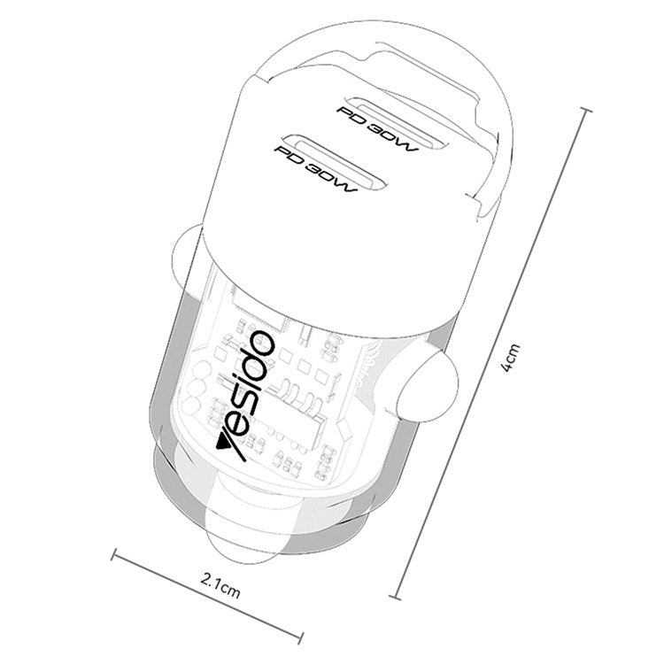 YESIDO Y69 PD 30W Dual Type-C Fast Charging Car Charger with Handle