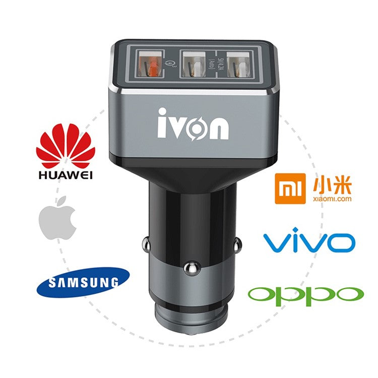 IVON CC36 5V 4.2A + QC3.0 3 USB Fast Charging Cigarette Lighter Car Charger Adapter