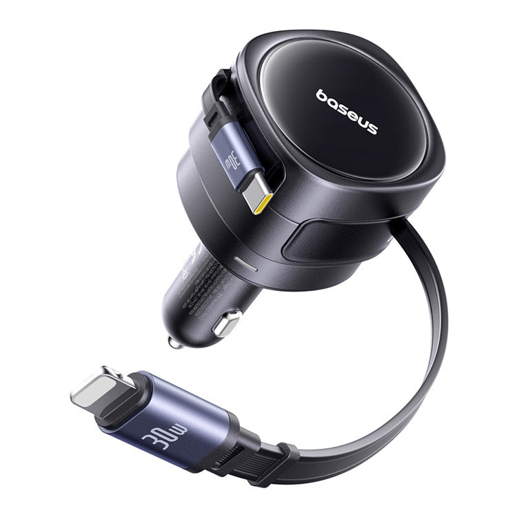 BASEUS Enjoyment Max Car Charger 60W C + L Dual Cable Rotatable Design Fast Charging Retractable Cables