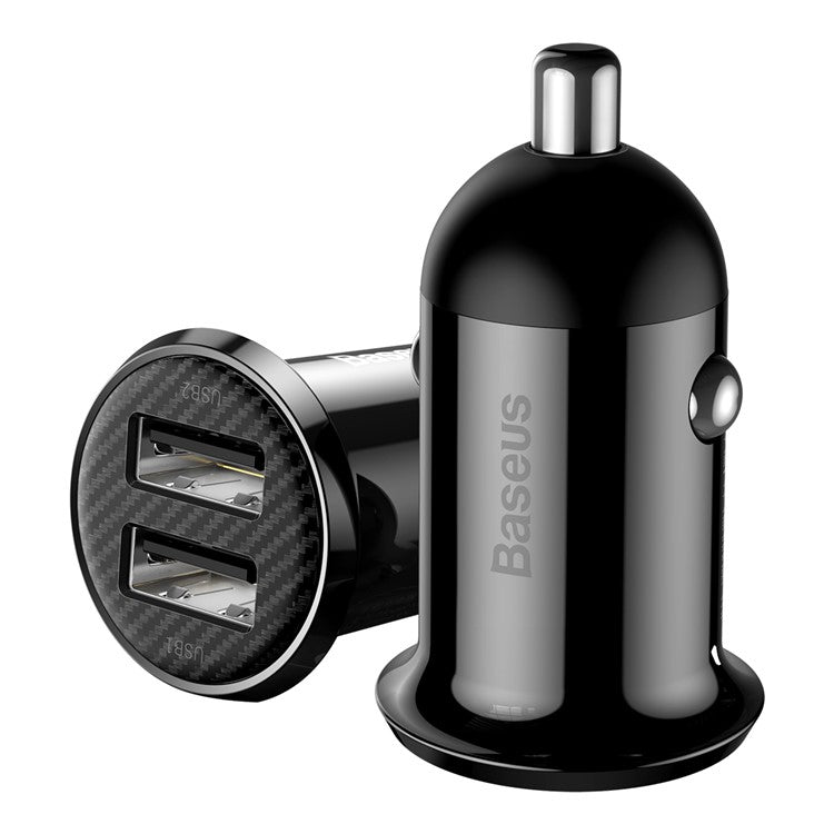 BASEUS Grain Pro Dual USB Outputs 4.8A Fast Charging Car Charger - Black