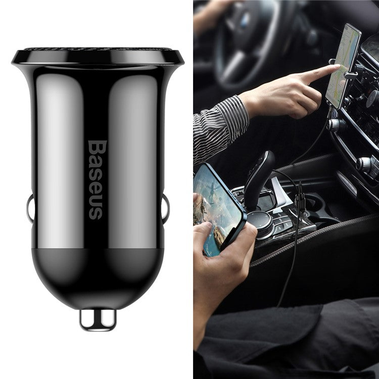 BASEUS Grain Pro Dual USB Outputs 4.8A Fast Charging Car Charger - Black