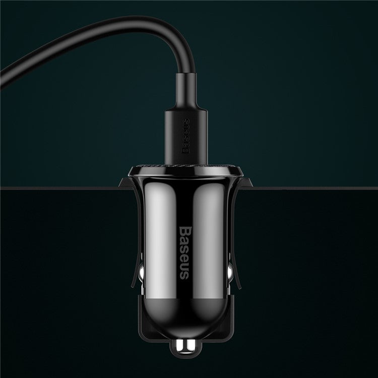 BASEUS Grain Pro Dual USB Outputs 4.8A Fast Charging Car Charger - Black