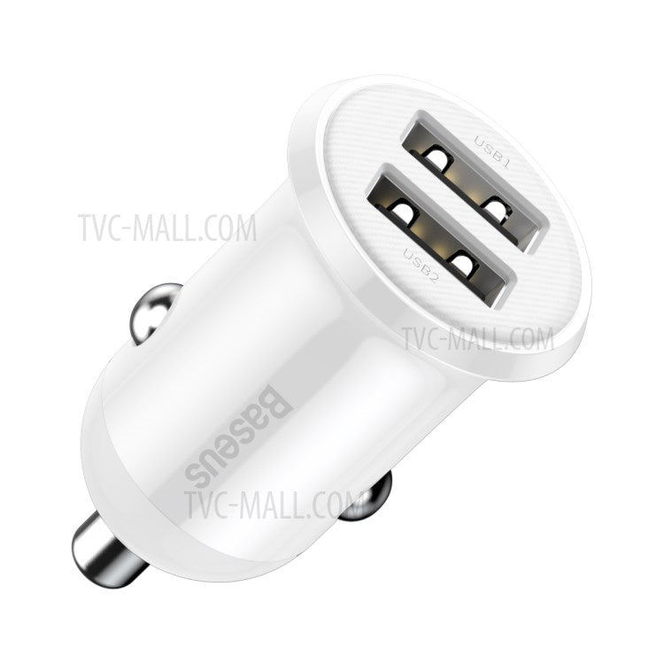 BASEUS Grain Pro Dual USB Outputs 4.8A Fast Charging Car Charger - White