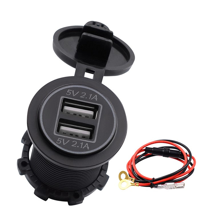 ZH-526F Dual USB Port Car Charger 4.2A Fast Charging Power Charger with Dual LED Ring Light - Orange