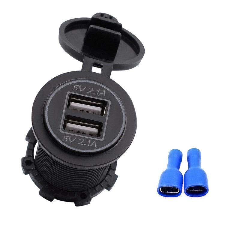 CS-526 USB 2.1A Charging Power Charger Dual USB Port Car Charger with Dual LED Ring Light - Green