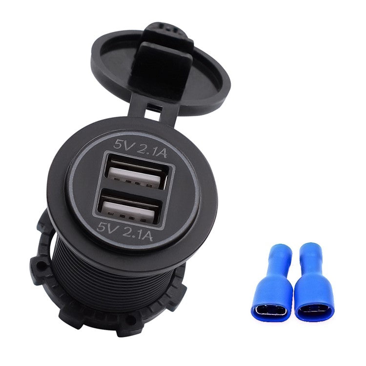 CS-526 USB 2.1A Charging Power Charger Dual USB Port Car Charger with Dual LED Ring Light - Orange