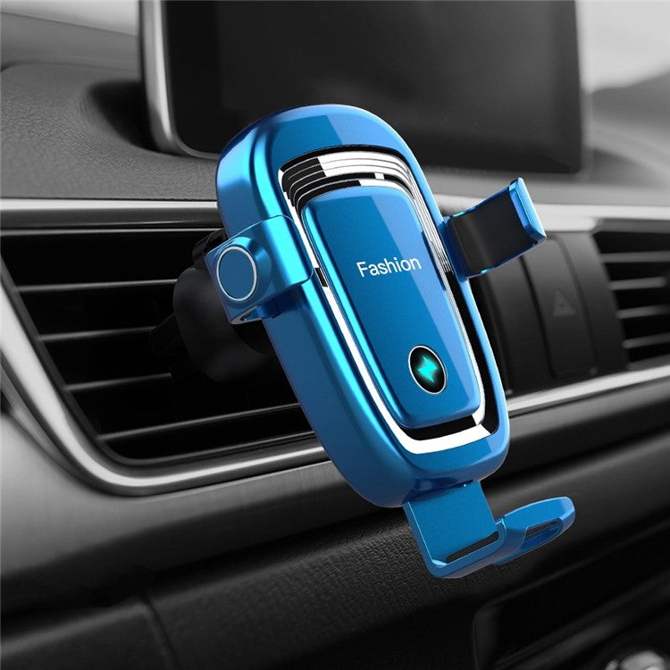 S19 15W Wireless Phone Charger Car Air Vent Holder Mount Gravity Sensing Auto Clamping Phone Stand Holder Qi Wireless Fast Charger - Blue