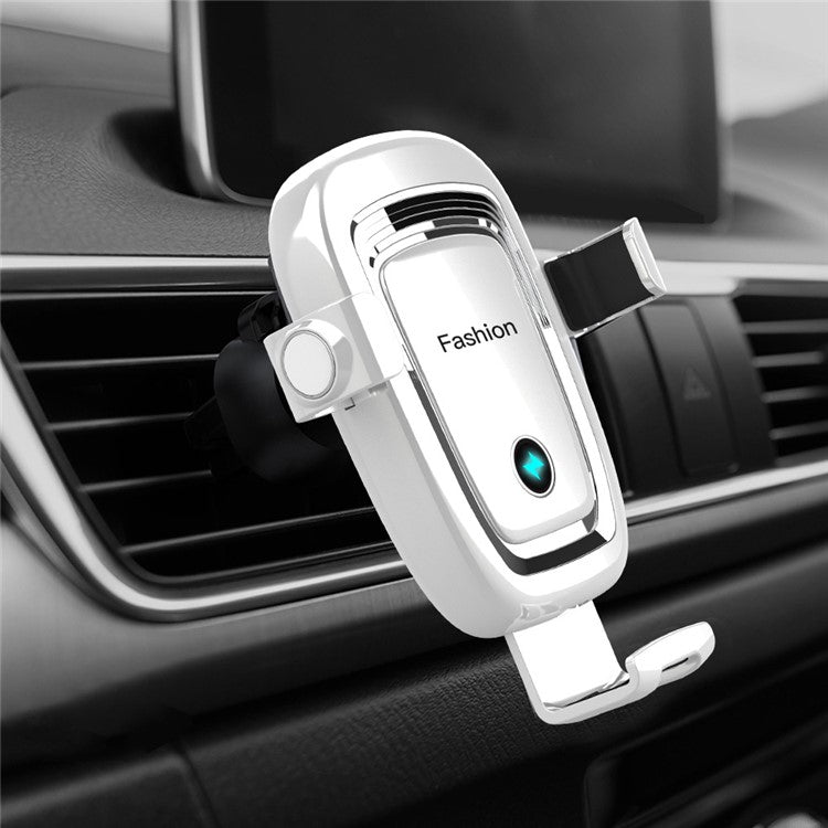 S19 15W Wireless Phone Charger Car Air Vent Holder Mount Gravity Sensing Auto Clamping Phone Stand Holder Qi Wireless Fast Charger - White