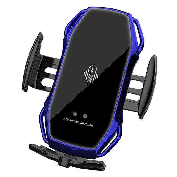 A5S Wireless Magnetic Car Charger Infrared Auto Sensing Clamp Car Air Vent Outlet Phone Mount Holder Magnetic Charging Station - Blue