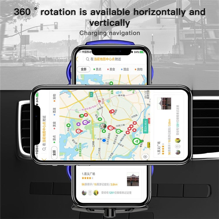 A5S Wireless Magnetic Car Charger Infrared Auto Sensing Clamp Car Air Vent Outlet Phone Mount Holder Magnetic Charging Station - Blue