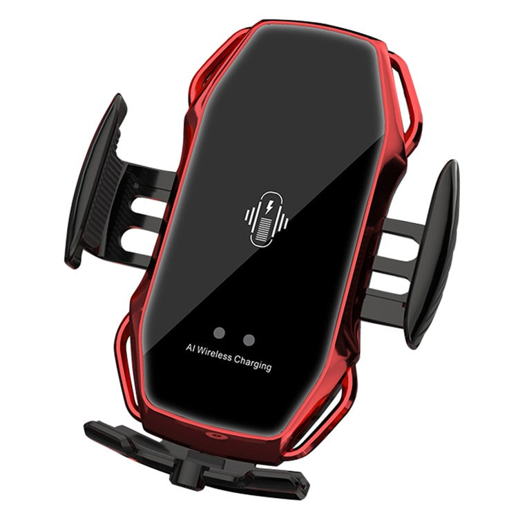 A5S Wireless Magnetic Car Charger Infrared Auto Sensing Clamp Car Air Vent Outlet Phone Mount Holder Magnetic Charging Station - Red