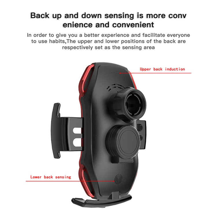 A5S Wireless Magnetic Car Charger Infrared Auto Sensing Clamp Car Air Vent Outlet Phone Mount Holder Magnetic Charging Station - Red