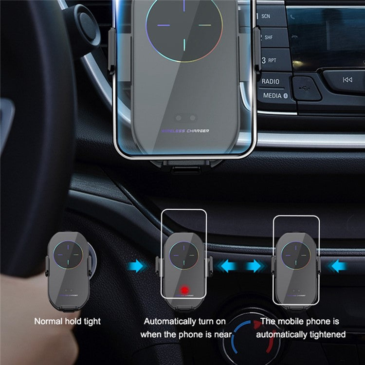 A7S Wireless Car Charger Auto Sensing Clamp Car Air Vent Outlet Phone Mount Holder Magnetic Charging Station