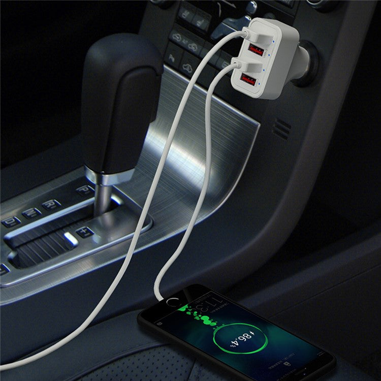 K2 4 USB Ports Car Charger PC+ABS Mobile Phone Tablet Charging Power Adapter (CE Certified)