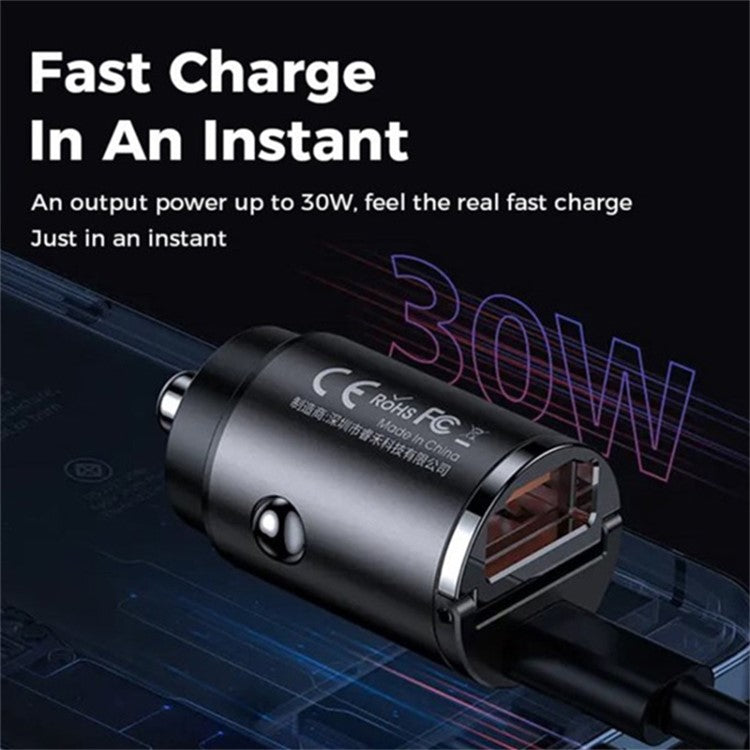 REMAX RCC332 Tanya Pro Series Dual Type-C Car Charger PD 30W Fast Charging Adapter with Mini Ring Handle - Black