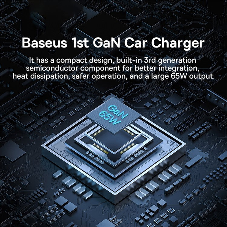 BASEUS Golden Contactor Pro 65W GaN Fast Charging Car Charger 2USB-C+USB Multi Port Car Charger