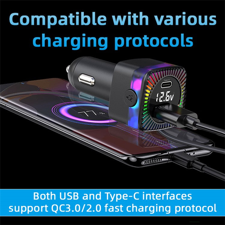 YQ3 5 Port Rear Seat Extended Car Charger 66W Super Fast Charging Car Charger