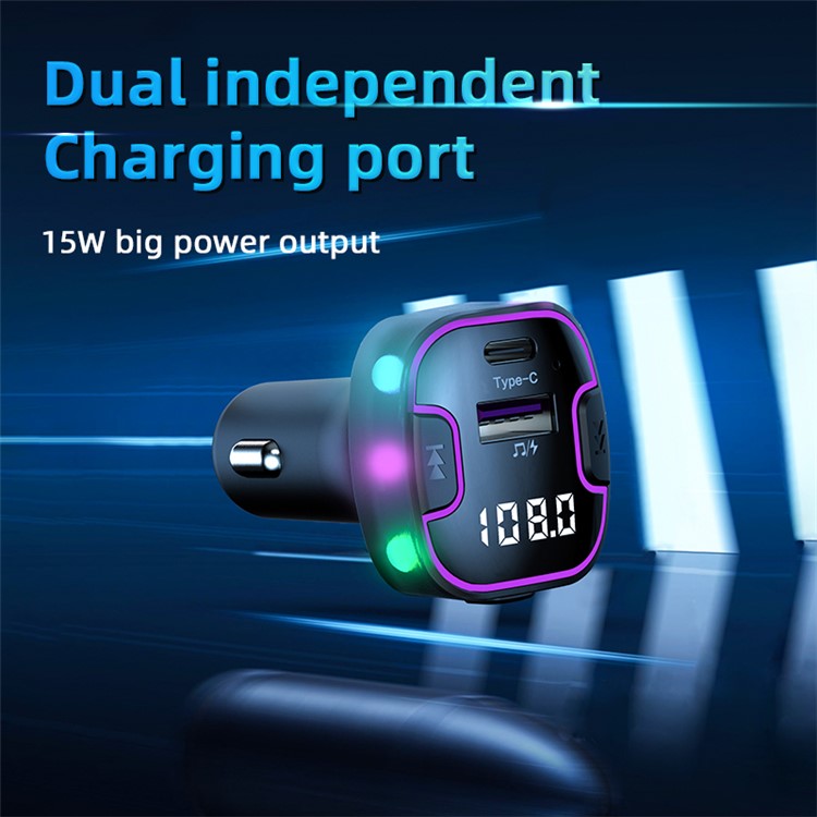 CS6 Rear Seat Extended Car Charger Multi-Port Fast Car Charger with Bluetooth MP3 Play, FM Transmitter Function