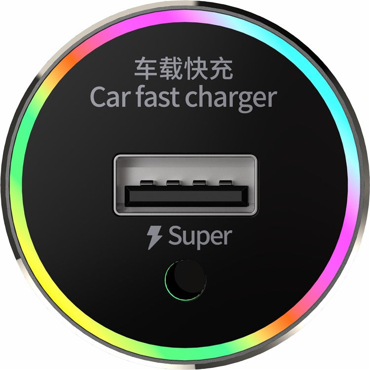 K13 Colorful Light USB Car Charger PD 36W Fast Charging Adapter with Lightning Spring Cable