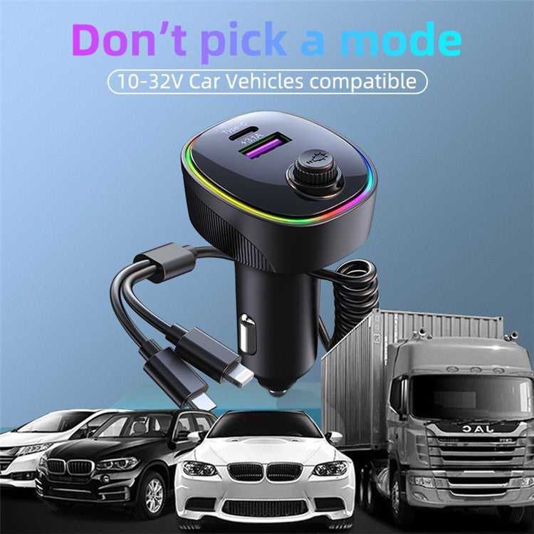 K11  USB + Type-C PD Car Charger Phone Tablet Fast Charging Adapter with Type-C / 8-Pin Charging Cable