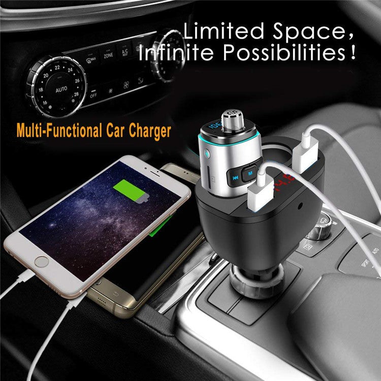 TR-22Q Dual USB QC3.0 Fast Car Charger Digital Display 2-Socket Cigarette Lighter Adapter