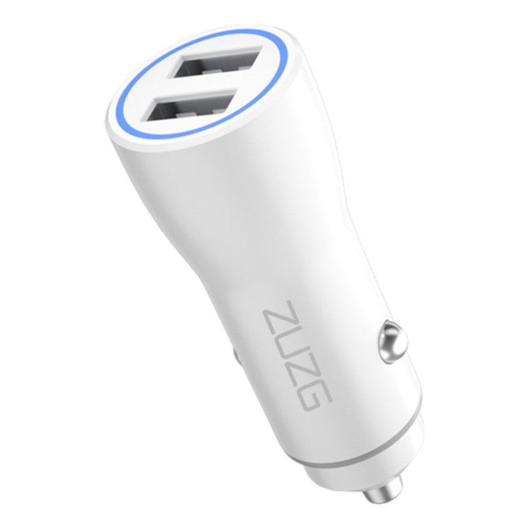 ZUZG ZC-C10S Dual USB PC+ABS Car Charger 2.4A Phone Charging Adapter - White