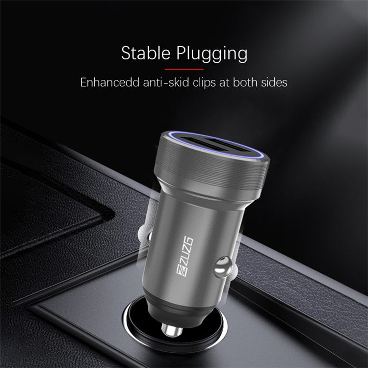 ZUZG ZC-C04S Dual USB Aluminum Alloy Car Charger 2.4A Phone Charging Adapter