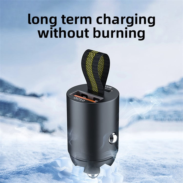 A1 Phone Fast Charging Adapter QC 3.0+PD 30W Dual Car Charger Hidden Car Cigarette Lighter