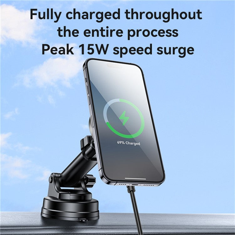 YESIDO C315 Car Wireless Charger Set Suction Cup Air Vent Mount RGB Lighting Cooling Fan 15W Fast Charging Stand