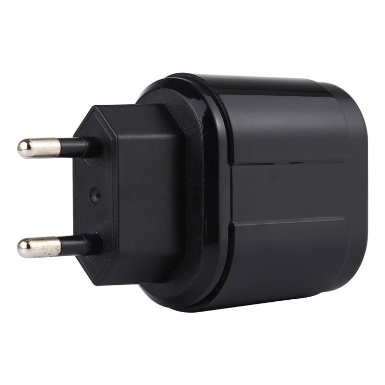 LZ-022 5V 2.4A Dual USB Ports Wall Charger Travel Power Adapter for iOS Android - Black