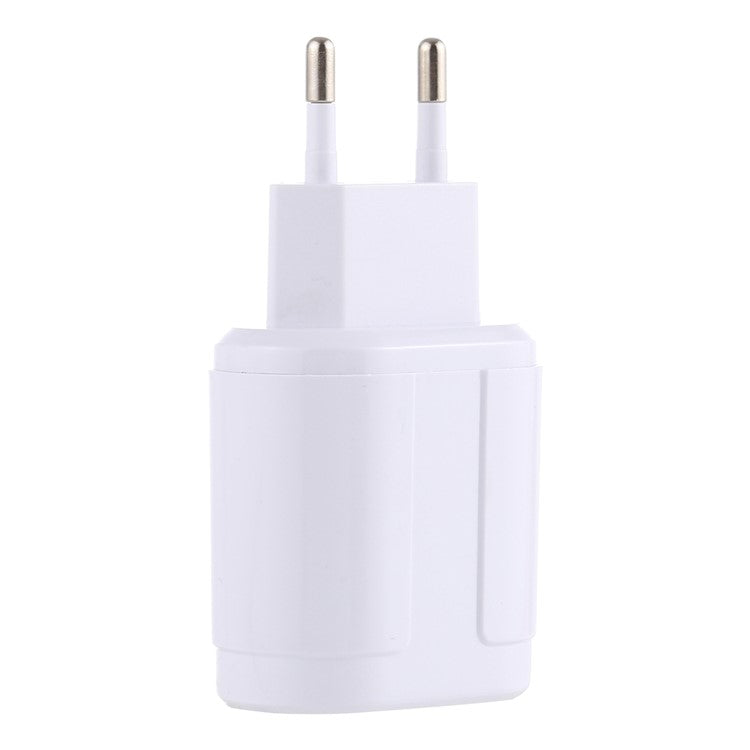 LZ-022 5V 2.4A Dual USB Ports Wall Charger Travel Power Adapter for iOS Android - White