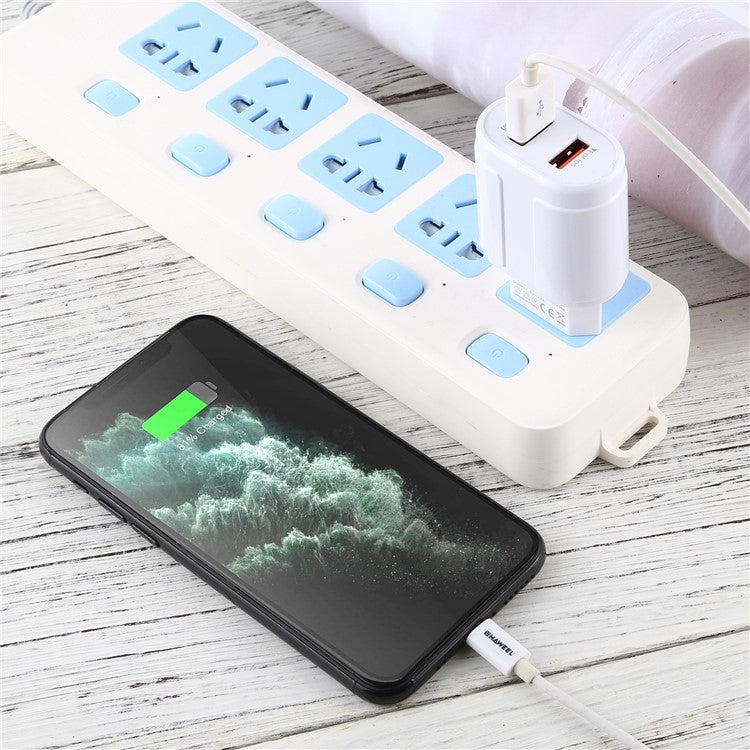 LZ-022 5V 2.4A Dual USB Ports Wall Charger Travel Power Adapter for iOS Android - White