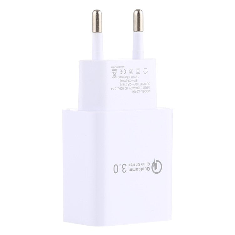 LZ-706 QC 3.0 Fast Charging USB Wall Charger Travel Power Adapter - White