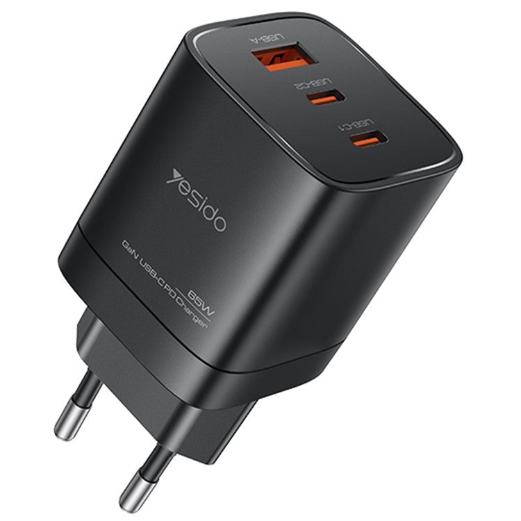 YESIDO YC65 PD 65W GaN Wall Charger 2 Type-C + 1 USB-A Phone Charging Adapter, EU Plug