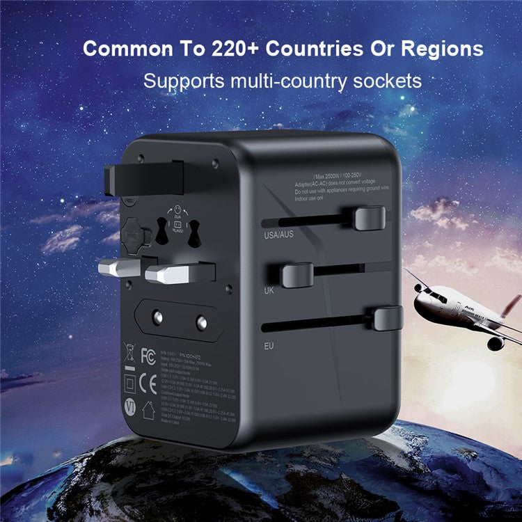 XUNDD XDCH-072 Universal Travel Wall Charger 65W Phone Charger Adapter with 5 USB Ports