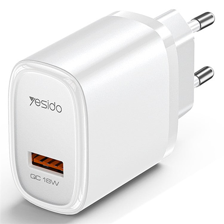 YESIDO YC66 EU Plug Single USB Port 18W Wall Charger Phone Tablet Fast Charging Adapter