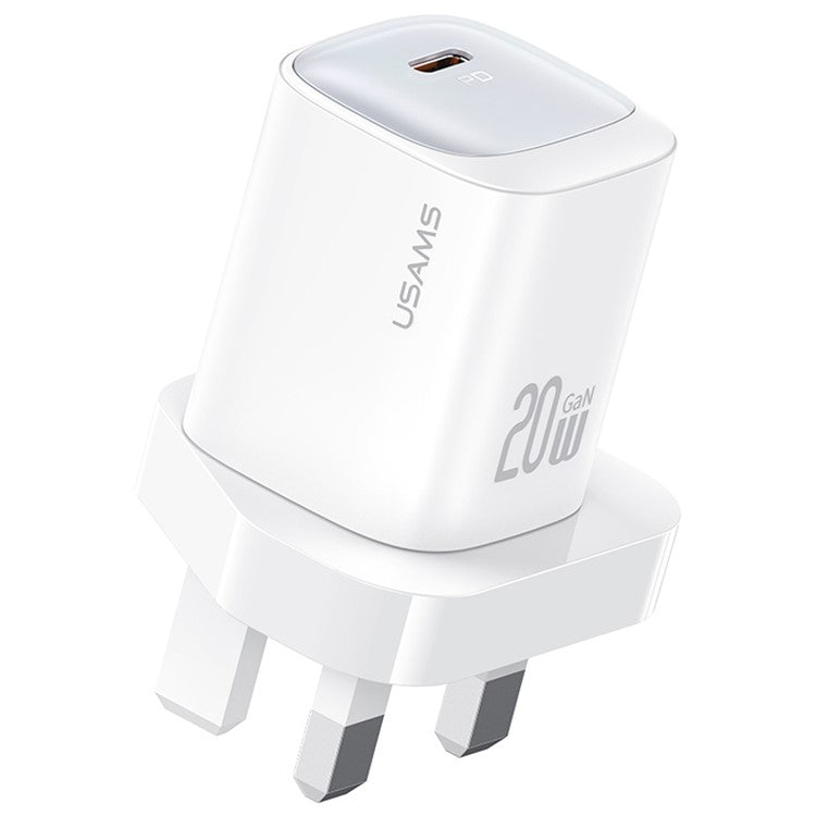 USAMS CC250 GaN Charger PD 3.0 Fast Charging 20W Wall Adapter, UK Plug - White