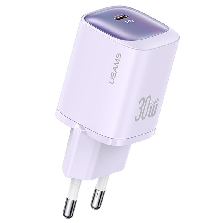 USAMS CC251 Fast GaN Charger PD 30W Ultra-Compact Power Delivery Wall Adapter, EU Plug - Purple