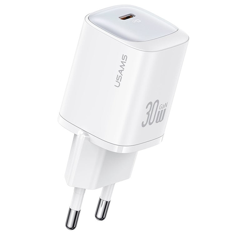 USAMS CC251 Fast GaN Charger PD 30W Ultra-Compact Power Delivery Wall Adapter, EU Plug - White