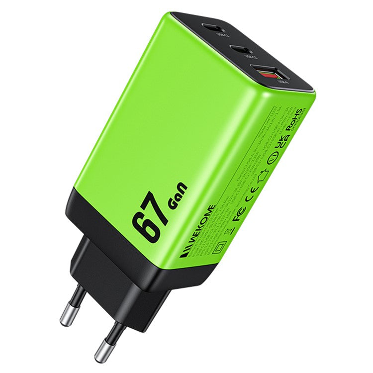 WEKOME WP-U157 67W GaN Charger Phone Fast Charging Adapter - EU Plug - Green