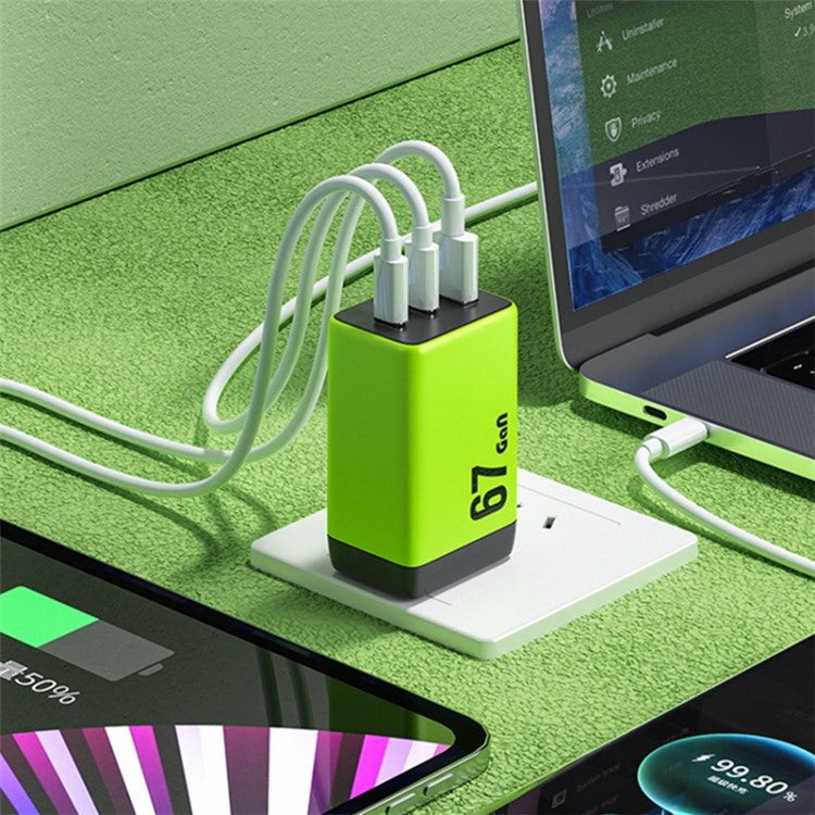 WEKOME WP-U157 67W GaN Charger Phone Fast Charging Adapter - EU Plug - Green