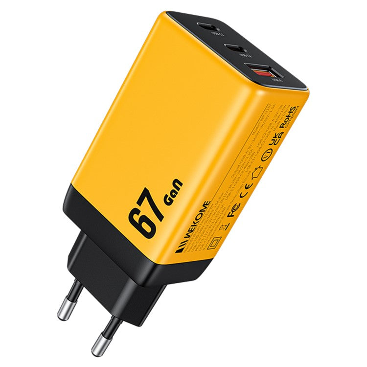 WEKOME WP-U157 67W GaN Charger Phone Fast Charging Adapter - EU Plug - Yellow