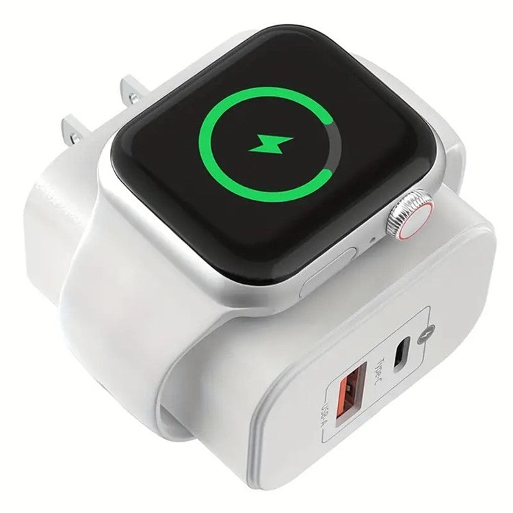 UW128 23W PD QC Fast Charger for Apple Watch Magnetic Wireless Charger - US Plug