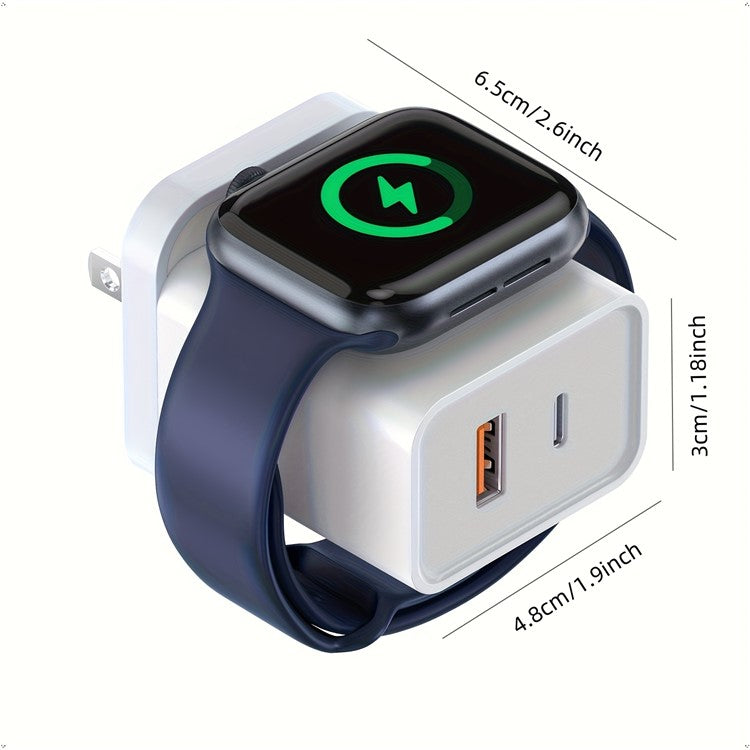 UW128 23W PD QC Fast Charger for Apple Watch Magnetic Wireless Charger - US Plug