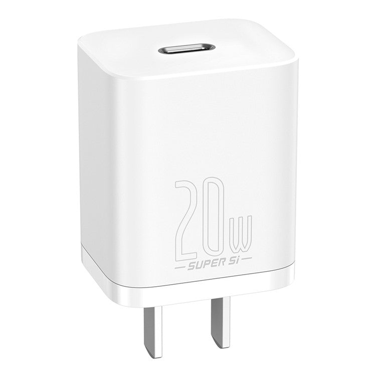 BASEUS Super Si Quick Charger 20W PD Wall Charger CN Standard Plug Portable Charger Adapter Block - White