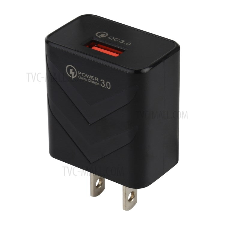 LZ-715 18W QC 3.0 USB Fast Charging Smart Phone Charger Travel Wall Power Adapter for iPhone Huawei - Black US Plug