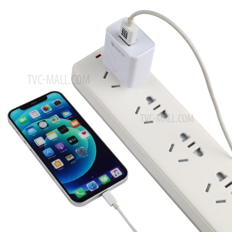 LZ-715 18W QC 3.0 USB Fast Charging Smart Phone Charger Travel Wall Power Adapter for iPhone Huawei - White US Plug